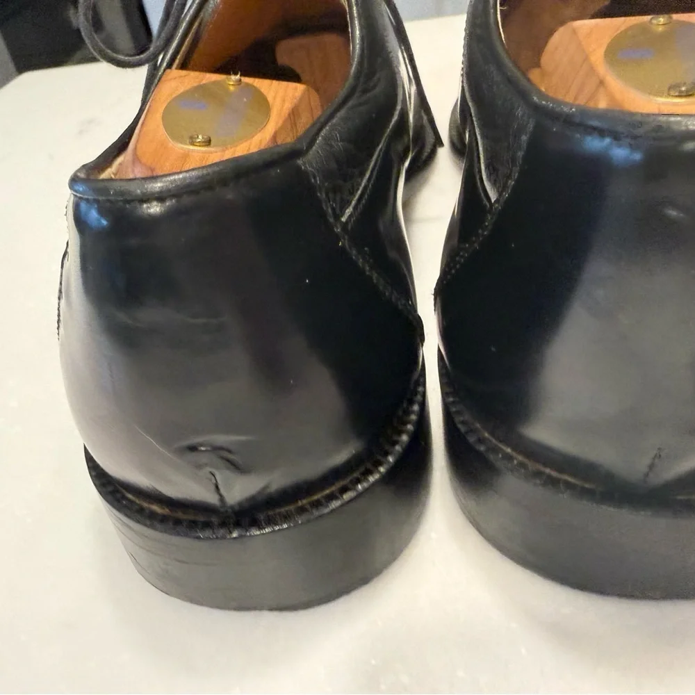 SAN REMO ITALY Men’s Black Leather Dress Cap Toe Oxfords Shoes Sz 9.5 W EUC